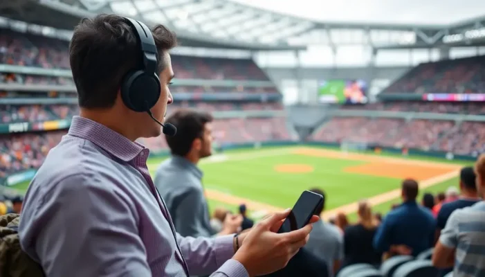 A concierge coordinating logistics for sports fans at a stadium.