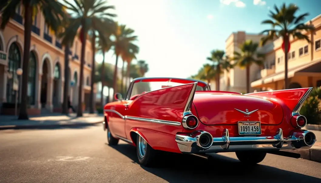 A 1950s car showcasing the era’s glamorous and sophisticated design.